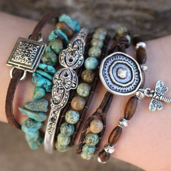 💓 STYLE ME 💓 TURQUOISE STERLING VENUS LAYER FRINGE KISS ME TREND LOVE STITCH - Picture 12 of 16